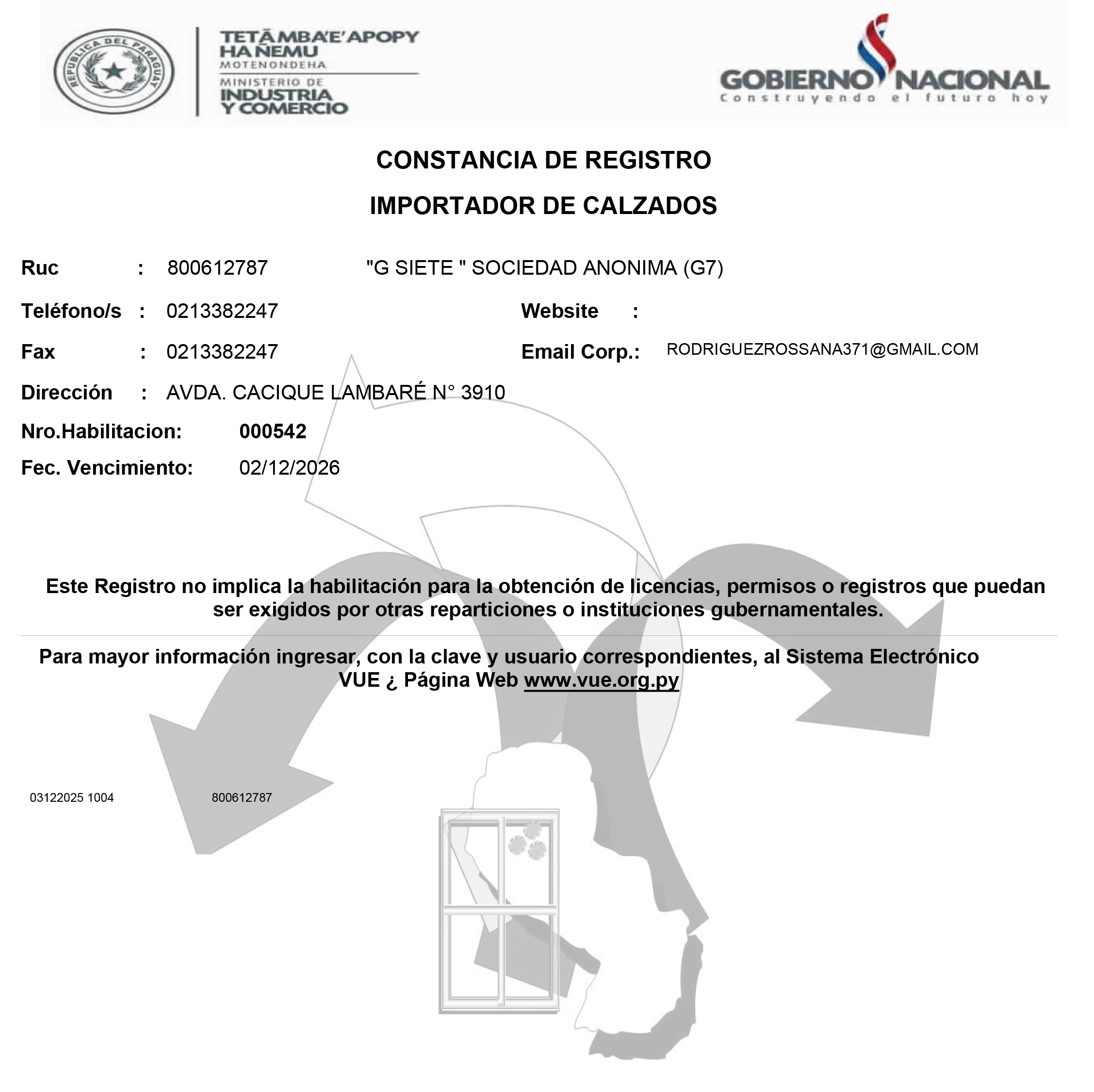 certificado importacion calzados